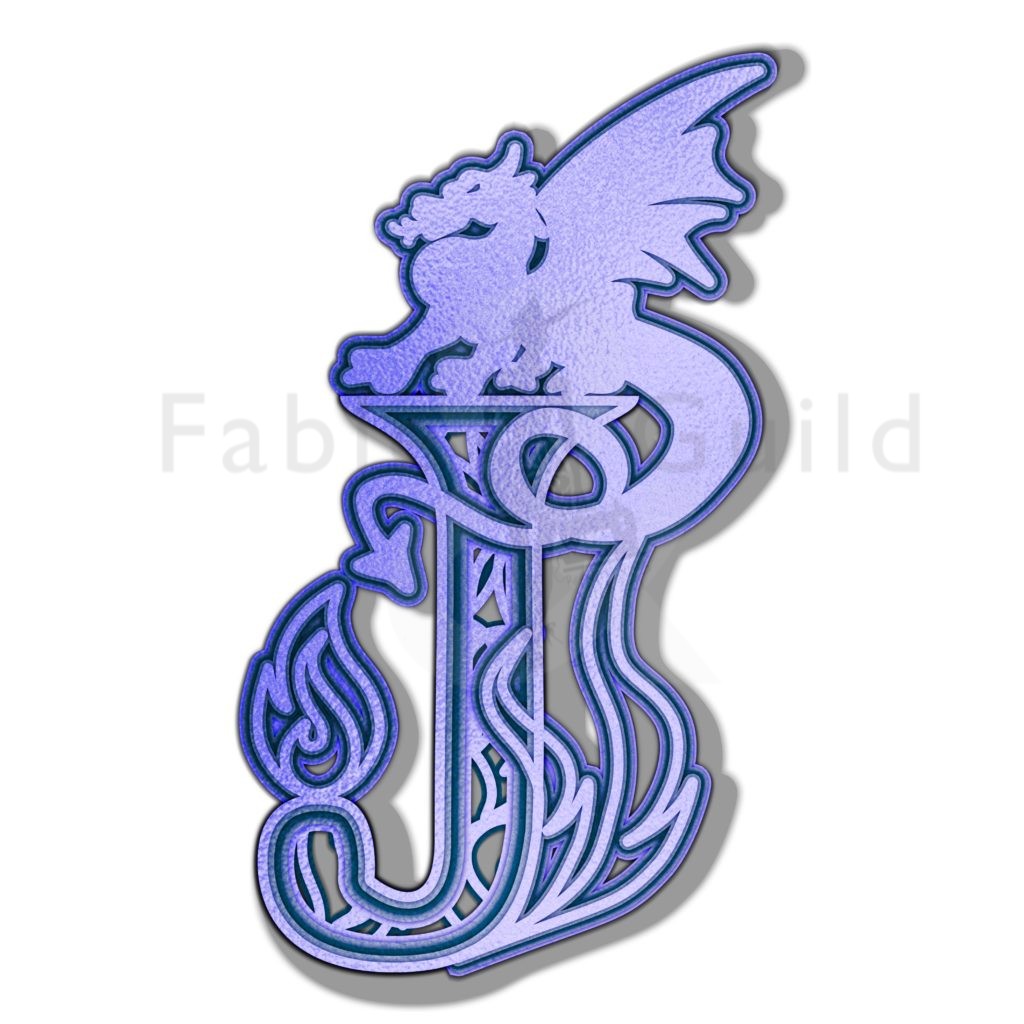 Fantasy 3D Layered Dragon Cut File J Letter Fable & Guild