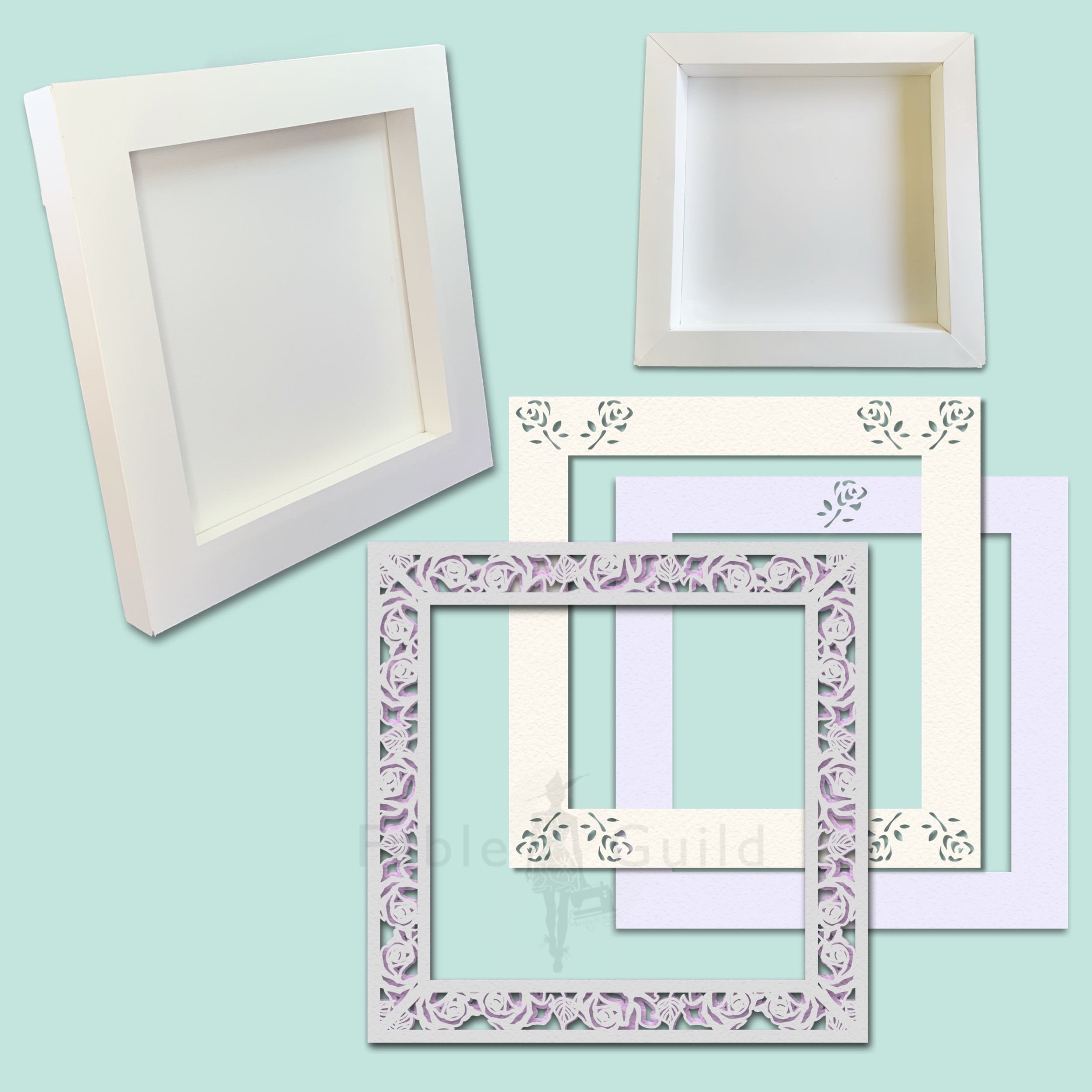 Download 3D Wild Rose SVG Shadow Box Picture Frame Set - Fable & Guild