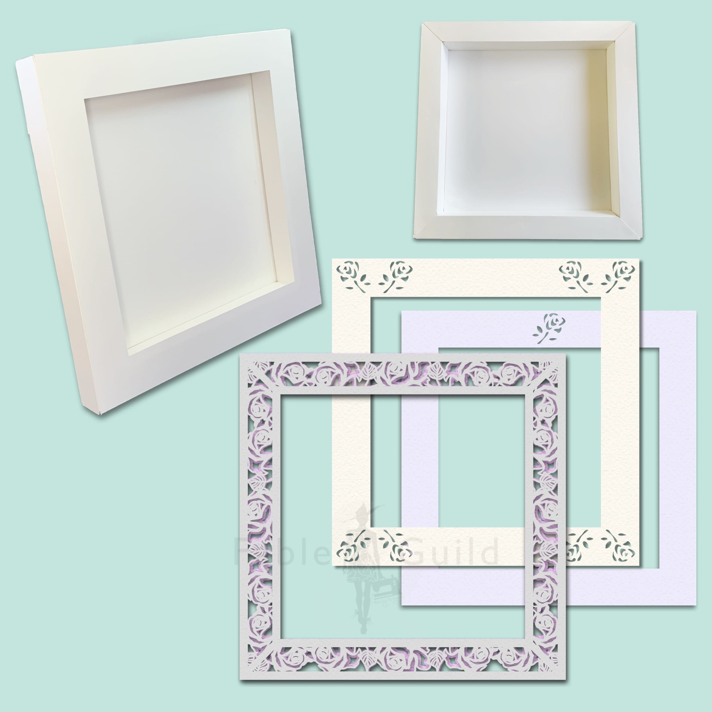 3d Wild Rose Svg Shadow Box Picture Frame Set Fable Guild