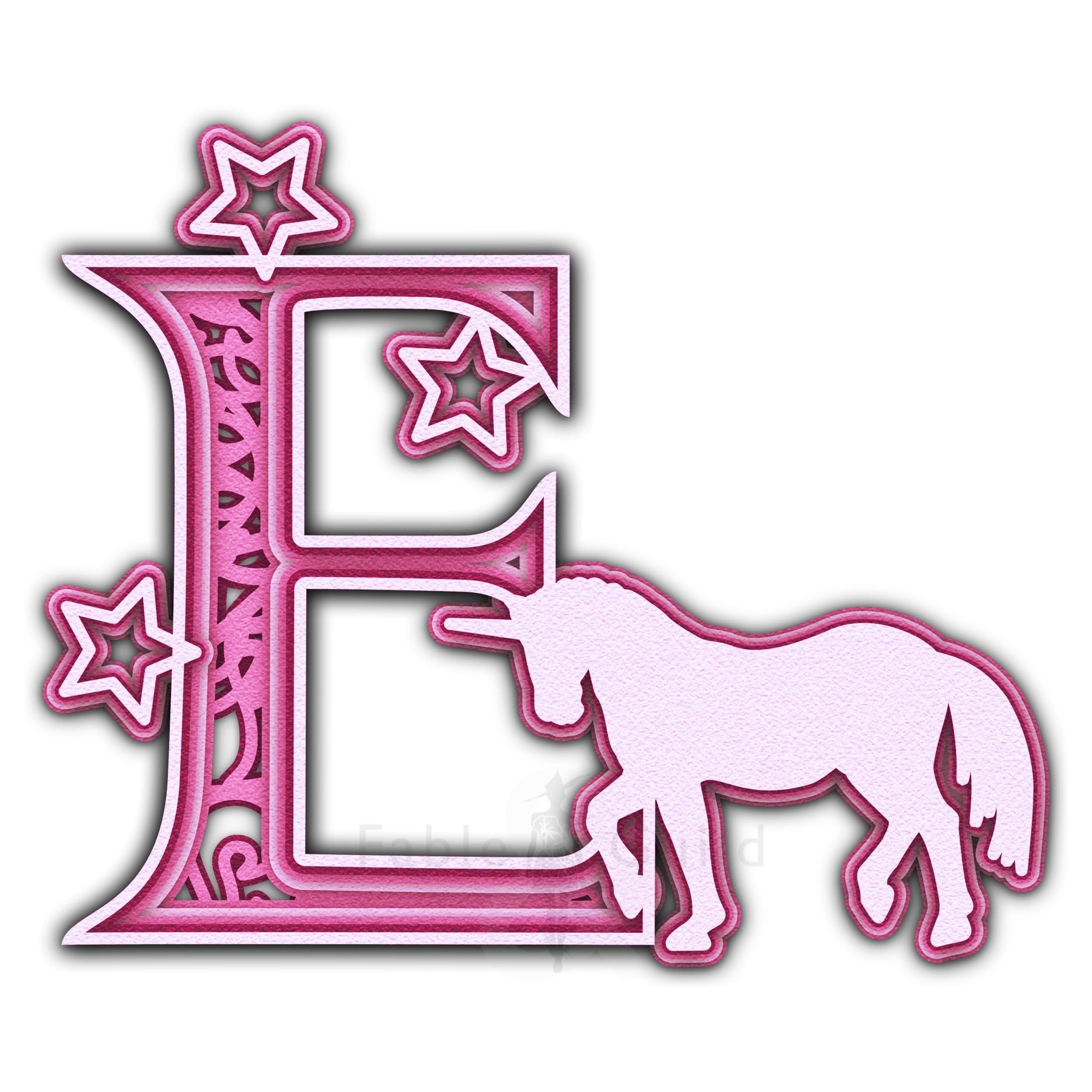 Download Cool Letter E 3d Unicorn Svg File Cricut Fable Guild