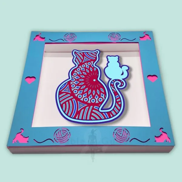 3D Kitten Jo SVG Shadow Box Picture Frame