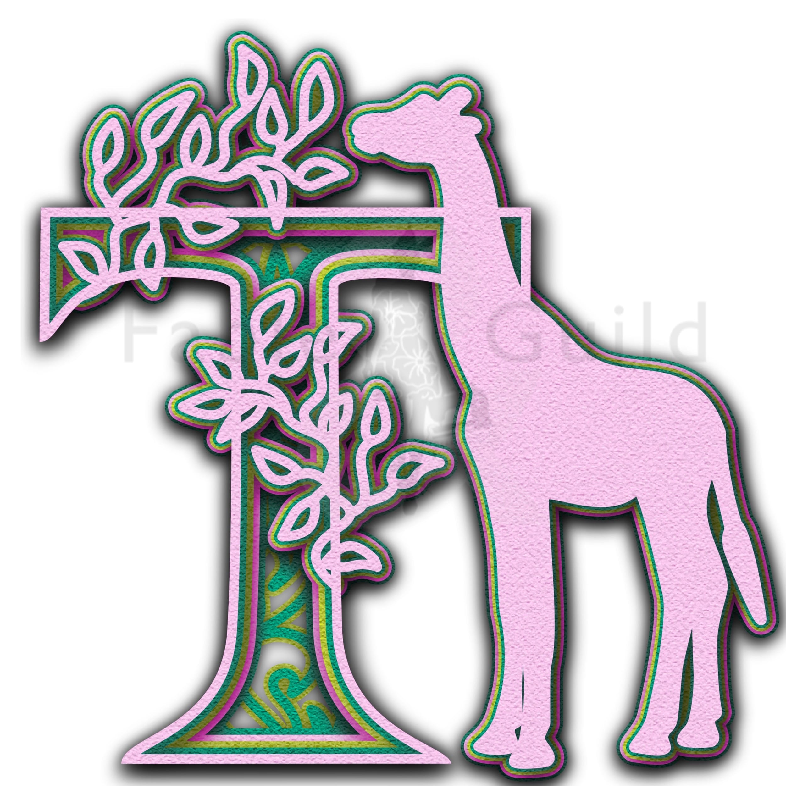 Giraffe Monogram, Giraffe Silhouette Graphic by ETC Craft Store