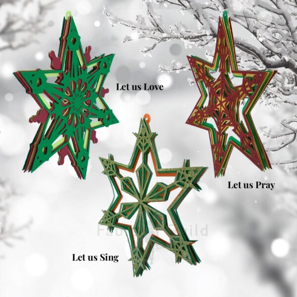 Christmas Star - Let Us Love, Let Us Pray & Let Us Sing - SVG Star Christmas Decorations
