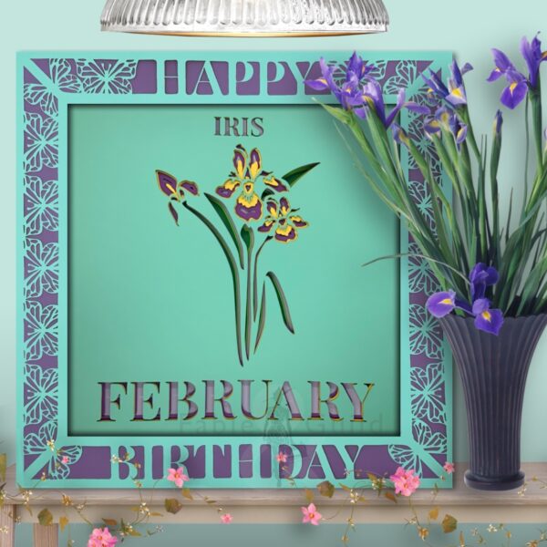 February Iris in the 3D Butterfly Celebration SVG Shadow Box Picture Frame