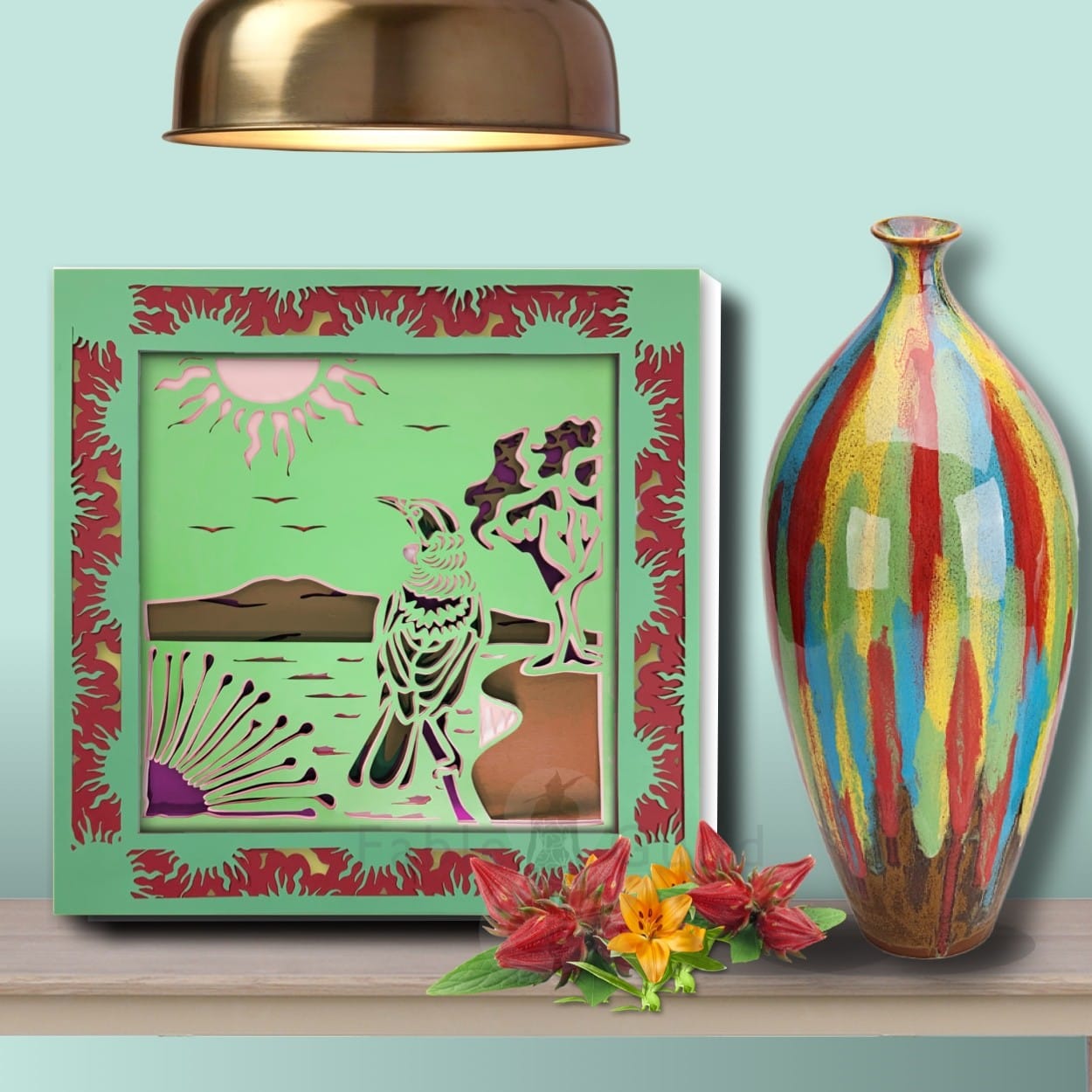 Download 3D Fiery Sun SVG Shadow Box Picture Frame Set - Fable & Guild