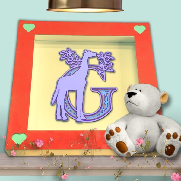 Gille The Giraffe - Letter G in the Hearts 'N Stars Shadow Box Picture Frame