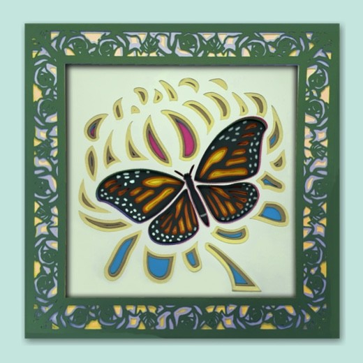 Mums Butterfly in the Wild Rose Shadow Box Picture Frame