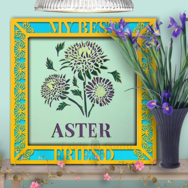 Botanic Aster in the 3D Butterfly Celebration SVG Shadow Box Picture Frame