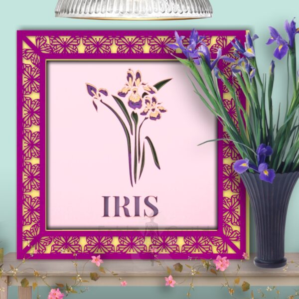 Botanic Iris in the 3D Butterfly Celebration SVG Shadow Box Picture Frame