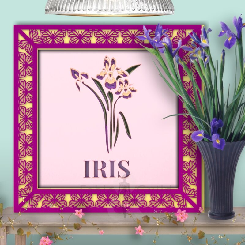 Botanic Iris in the 3D Butterfly Celebration SVG Shadow Box Picture Frame