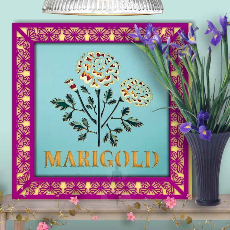 Botanic Marigold in the 3D Butterfly Celebration SVG Shadow Box Picture Frame