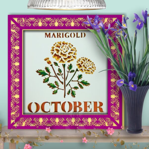 October Marigold in the 3D Butterfly Celebration SVG Shadow Box Picture Frame