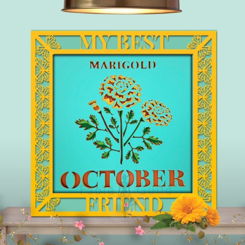 October Marigold in the 3D Butterfly Celebration SVG Shadow Box Picture Frame