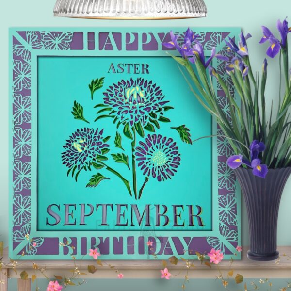 September Aster in the 3D Butterfly Celebration SVG Shadow Box Picture Frame