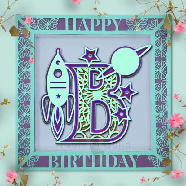 Starship Letter B in the 3D Butterfly Celebration SVG Shadow Box Picture Frame