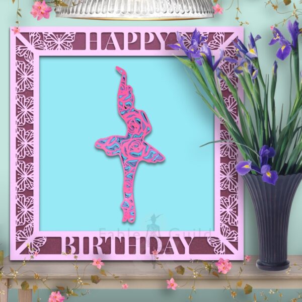 Bella Ballerina in the 3D Butterfly Celebration SVG Shadow Box Picture Frame