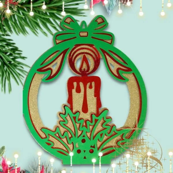 Candle Light Bauble Christmas Card SVG