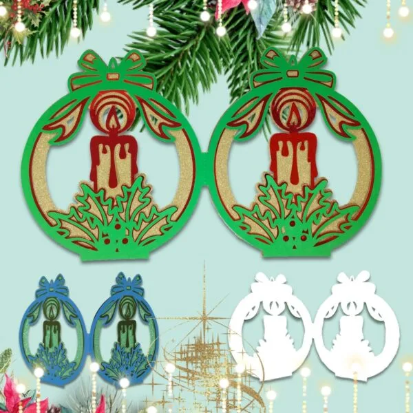 Candle Light Bauble Christmas Card