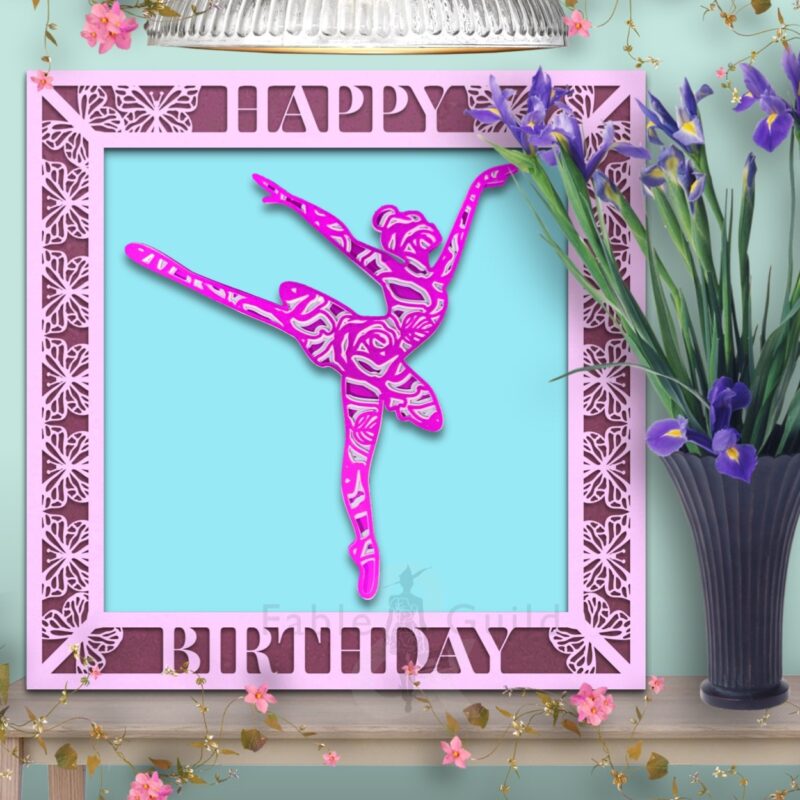 Little Ballerina SVG Cut File in the 3D Butterfly Celebration SVG Shadow Box Picture Frame