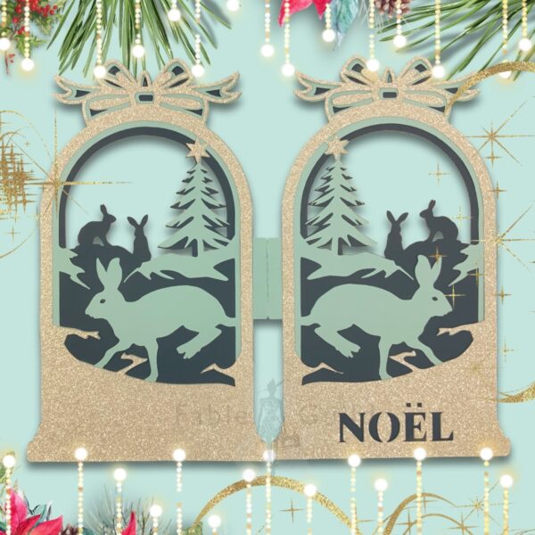 Christmas Card SVG File - NOEL Christmas Hare Christmas Card