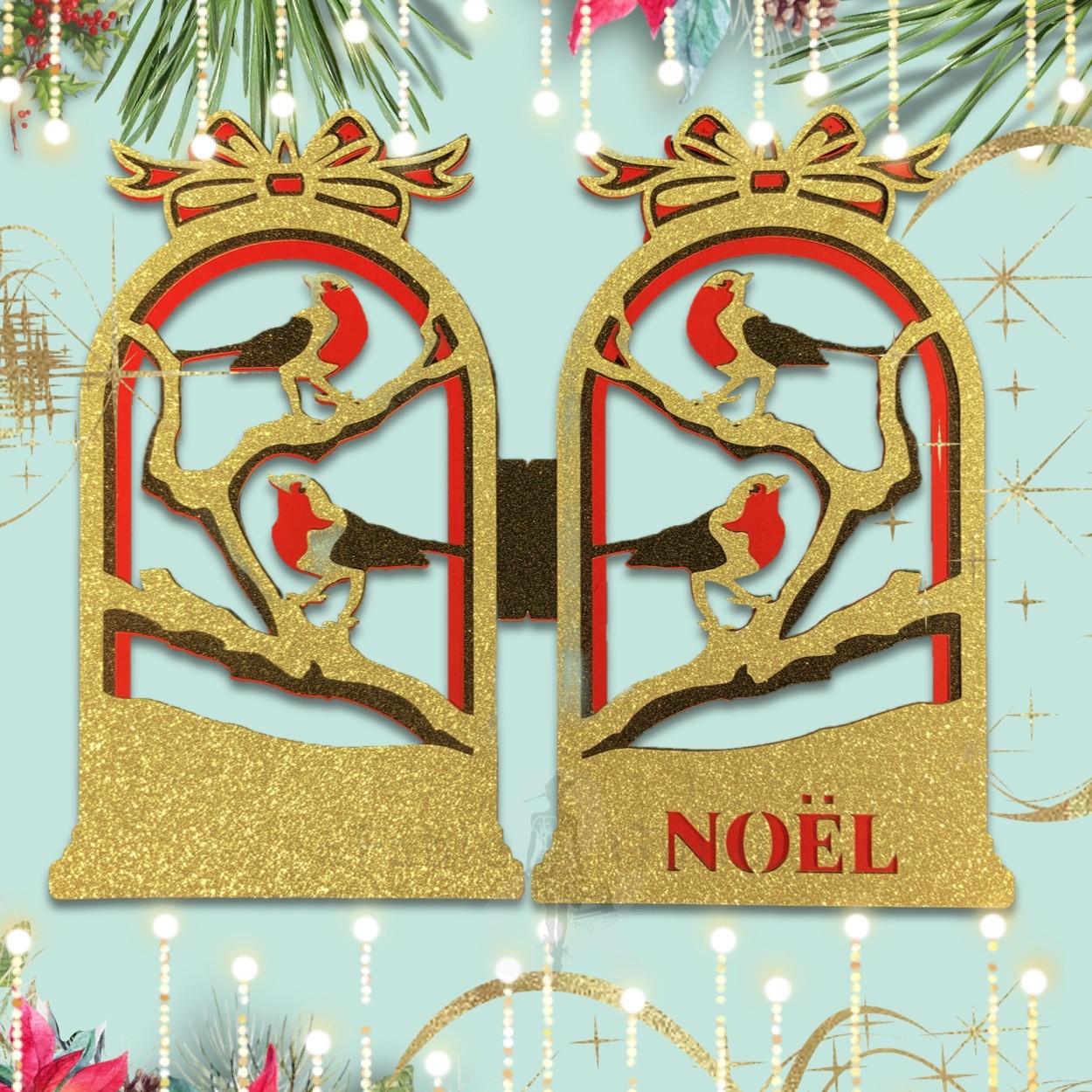 Download Noel Christmas Robin Christmas Card 2 Fable Guild SVG Cut Files