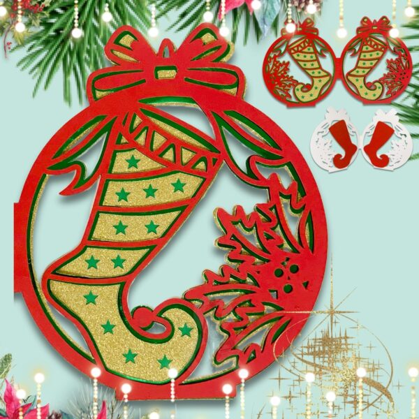 Santa's Elf Bauble Christmas Card