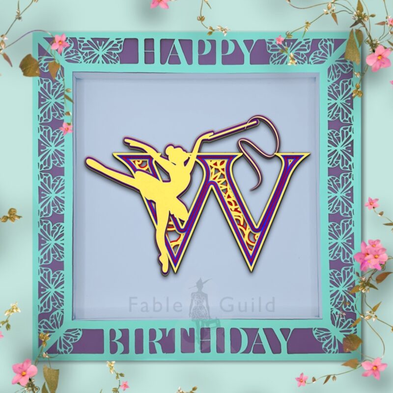 Bella Ballerina - Letter W in the 3D Butterfly Celebration SVG Shadow Box Picture Frame