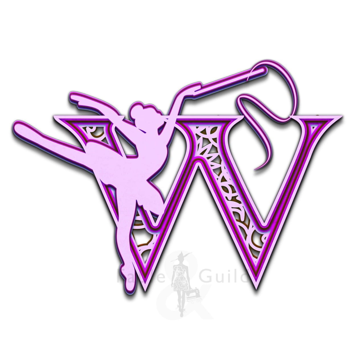 Download Fun Ballerina SVG Cutting File 3D Letter W - Fable & Guild