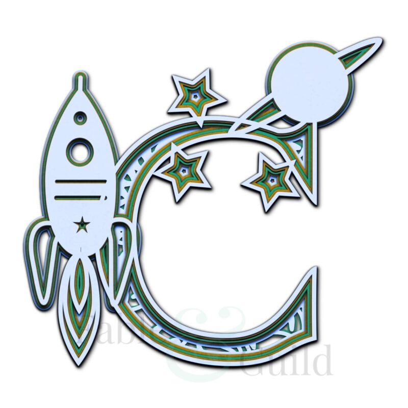 Starship Alphabet Letter C - Rocket Ship SVG