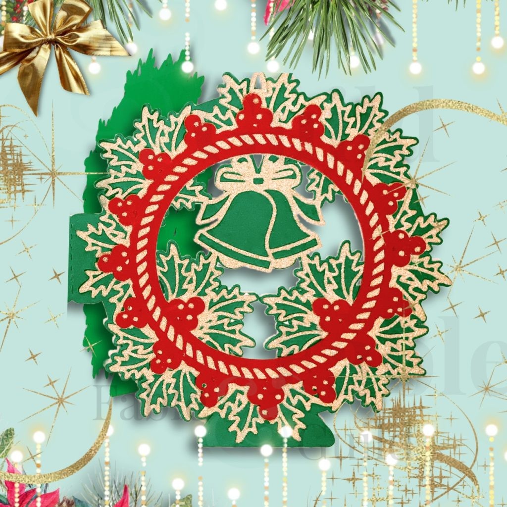 Holly Wreath Christmas Charm Card - Vinyl SVG Cut File
