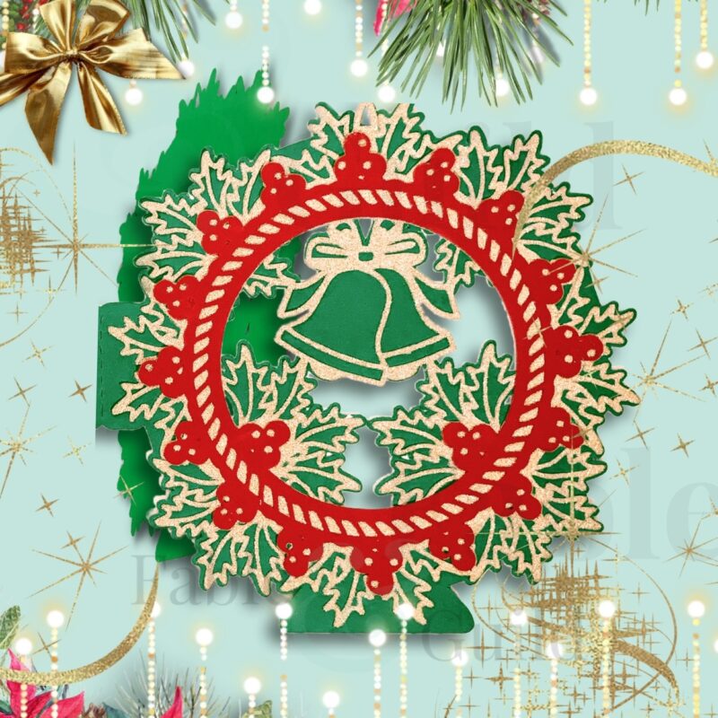 Holly Wreath Christmas Charm Card - Christmas Wreath SVG Files