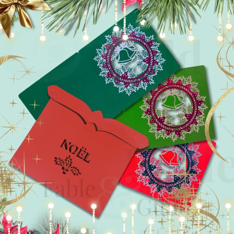 Holly Wreath Christmas Wishes Card - Holly Wreath Cut File