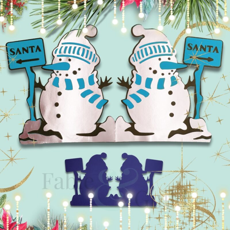 Santa This Way Christmas Card - Snowman SVG Cut File Card