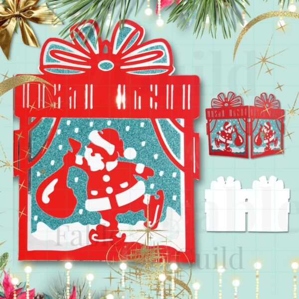 Santa's Present Christmas Card -Santa Cut File Card