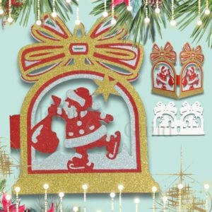 Christmas Skating Santa SVG Card