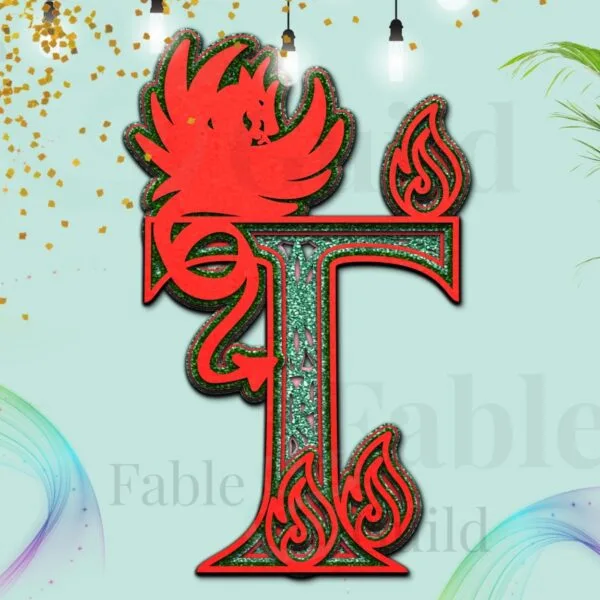 Drakko the Dragon Alphabet Letter T - Dragon Letter SVG