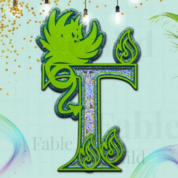 Drakko the Dragon Alphabet Letter T - Dragon Letter SVG