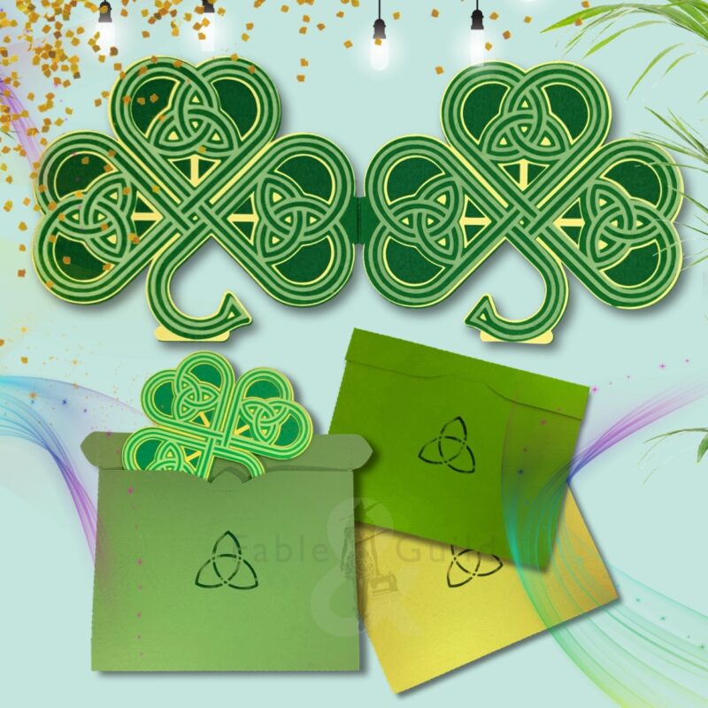 Three Leaf Celtic Shamrock SVG Greeting Card with the Celtic Trinity Envelope Template