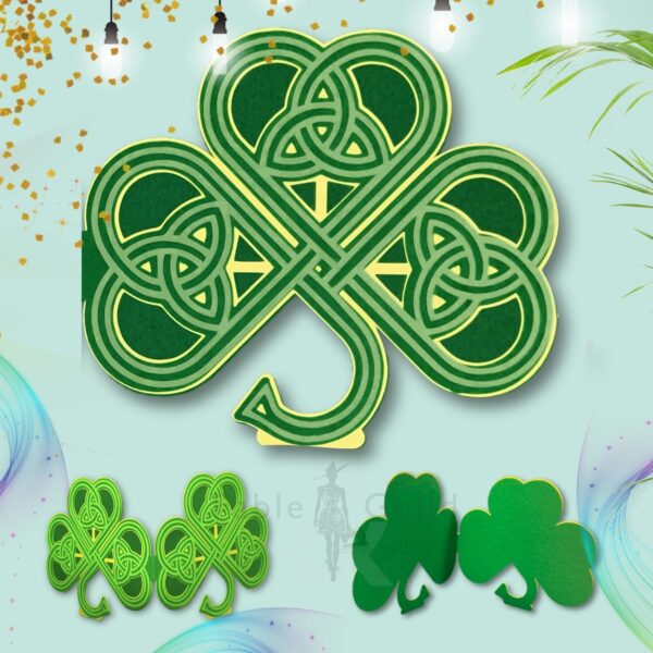 Three Leaf Celtic Shamrock SVG Greeting Card