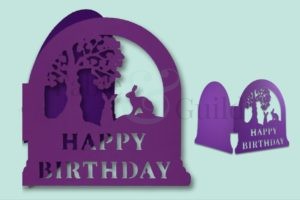 Happy Birthday Hare Birthday Card Free Cut File
