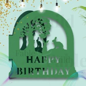 Happy Birthday Hare Birthday Card - One Cut SVG Cut Files