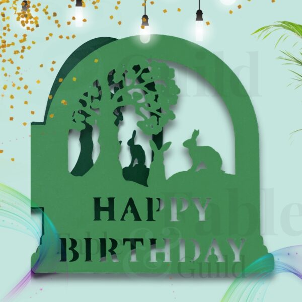 Happy Birthday Hare Birthday Card Cut File