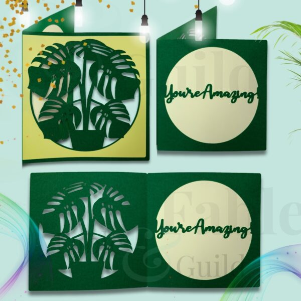 Monstera You're Amazing Card - Monstera Leaves SVG Card Cut File