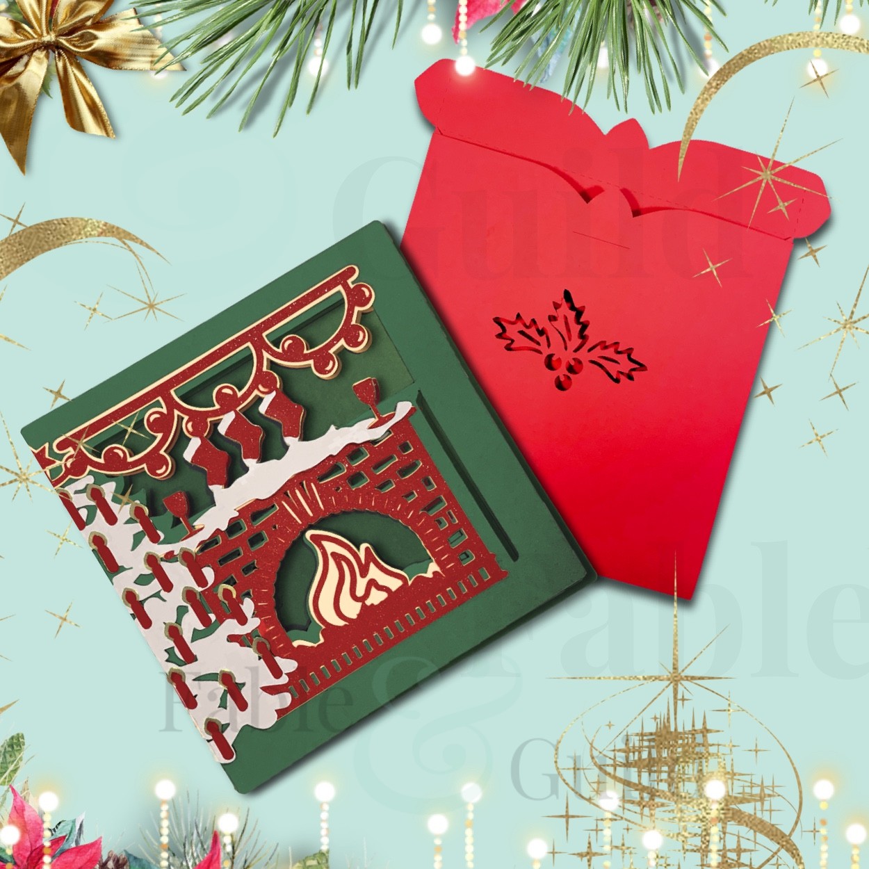 Download Festive 3d Christmas Card Svg Cut File Fable Guild