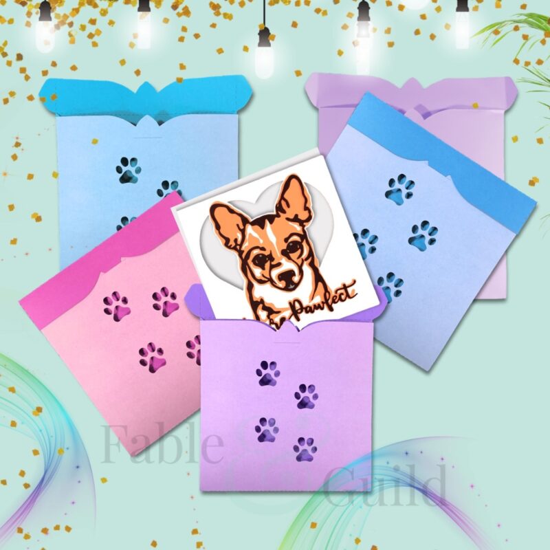 Cutie Dog Paws Square SVG Dog Envelope cut file template