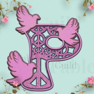 70's retro styled SVG Letter P from the Doves of Peace cut files
