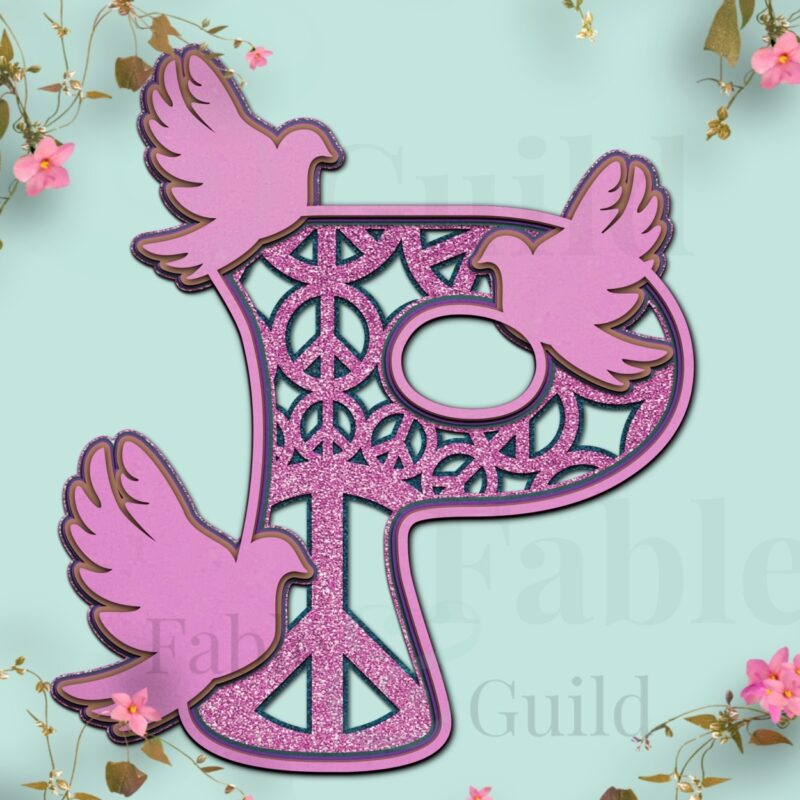 P 70's retro styled SVG Doves of Peace Letter cut files