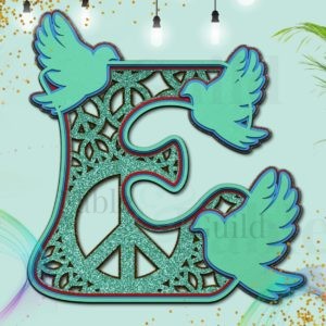 70's retro styled SVG Letter E from the Doves of Peace cut files