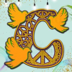 70's retro styled SVG Letter C from the Doves of Peace cut files