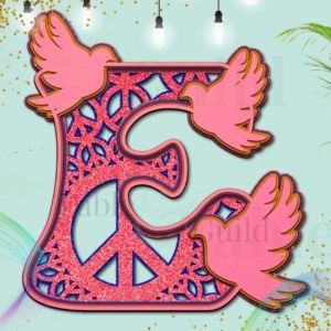 70's retro styled SVG Letter E from the Doves of Peace Cut Files